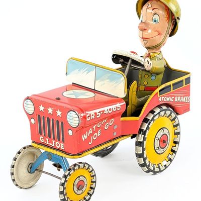 Unique Art Tin Windup G.I. Joe and His Jouncing Jeep