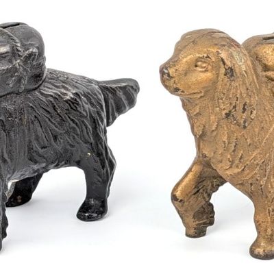 (2) Cast Iron St. Bernard Still Banks