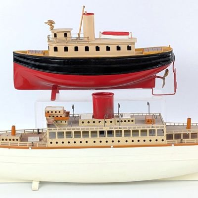 (2) German Tin Windup Boat / Ship Toys