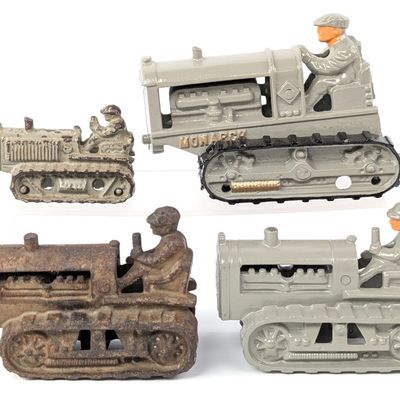(4) Hubley Cast Iron Monarch Crawler Tractor
