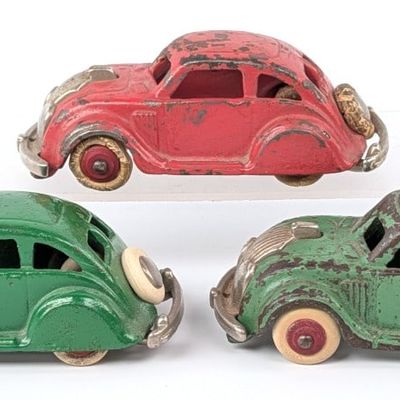 (3) Hubley Cast Iron Chrysler Airflow Cars
