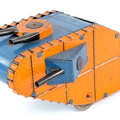 Marx Tin Windup Doughboy Tank - Orange