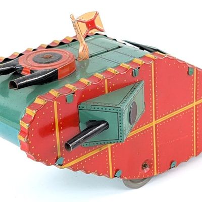 Marx Tin Windup Doughboy Tank - Red
