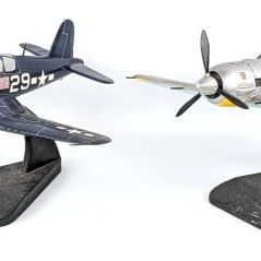 (4) Model Airplane Replicas with Display Stands