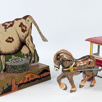 Marx Tin Windup Toytown Dairy & Tin Moo-Cow