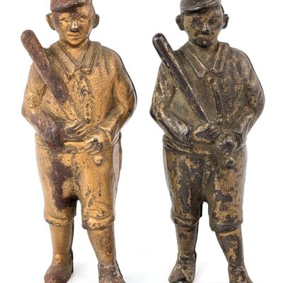 (2) AC Williams Cast Iron Baseball Player Still Banks