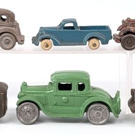 (8) Cast Iron Cars, Trucks, and Buses