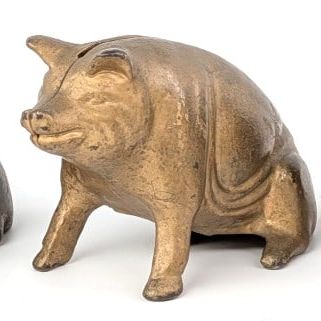 (3) Cast Iron Seated Pig Still Banks