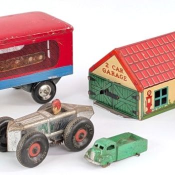 Wyandotte Service Station, Marx Racer, Foreign Truck, and Garage