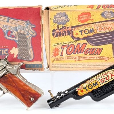 Hubley Automatic Cap Gun Pistol & Meldon Super Automatic Tom Gun