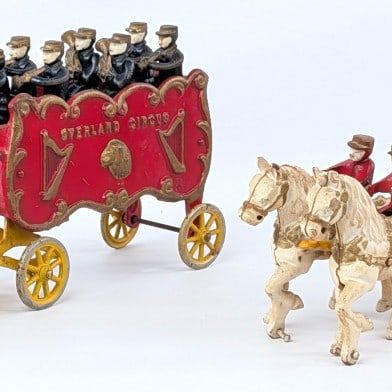 Cast Iron Overland Circus Band Wagon and Animal Wagon