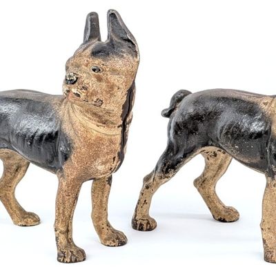 (2) Cast Iron Boston Terrier Doorstops