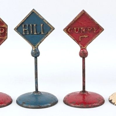 (6) Arcade Cast Iron Street / Road Signs