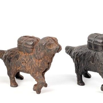 (4) Cast Iron Dog Banks