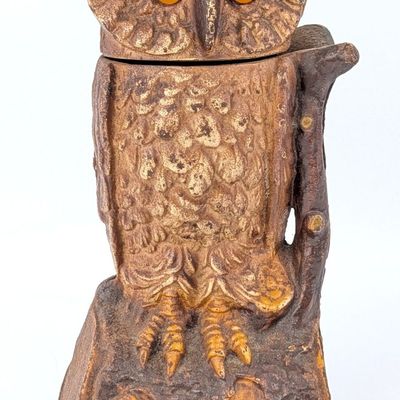 Book Of Knowledge Owl Turn Head Mechanical Bank