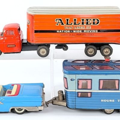Linemar Tin Friction Allied Van Lines and Japan Ford with House Trailer