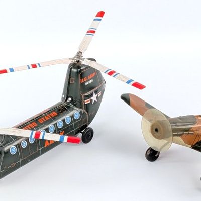Japan U.S. Army Helicopter and Marx Bombing Plane