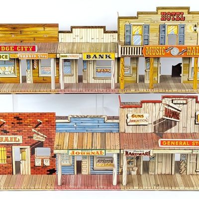 (2) Marx Tin Western Town Roy Rogers Buildings