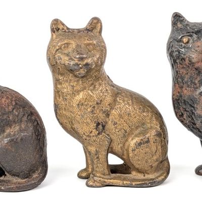 (3) Arcade Cast Iron Cat Still Bank