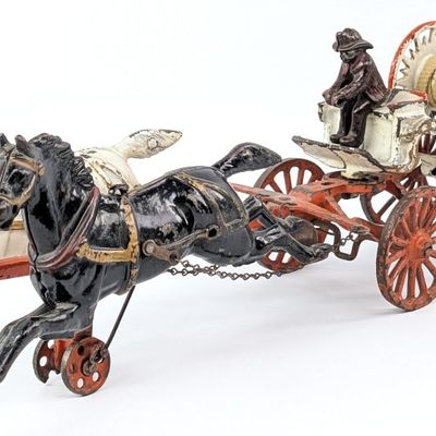 Cast Iron Hose Reel Horse Drawn Fire Wagon