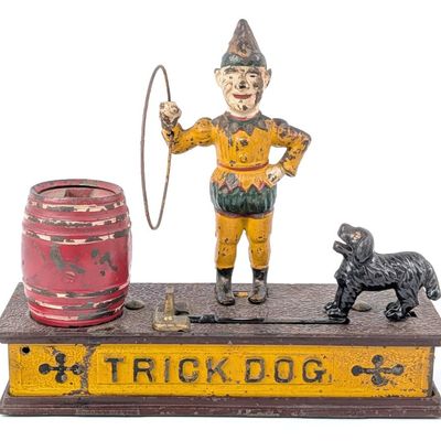 Cast Iron Trick Dog Mechanical Coin Bank