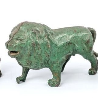 (3) Cast Iron Lion Still Banks