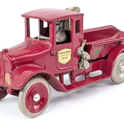 Arcade Cast Iron International Harvester Red Baby Dump Truck