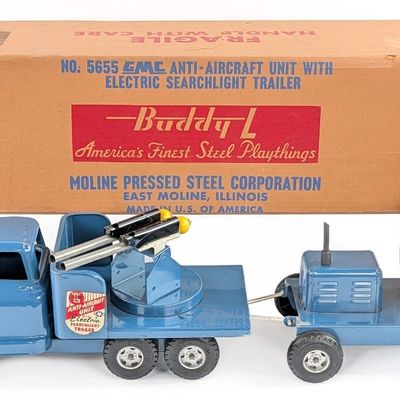Buddy L No. 5655 GMC Anti-Aircraft w/ Searchlight w/ Box