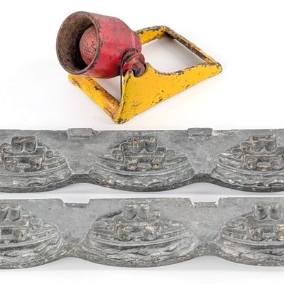 Lead Toy Ship Mold and Kilgore Fire Cracker Cannon