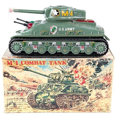 Taiyo Japan Tin Battery Op. M-4 Combat Tank with Box