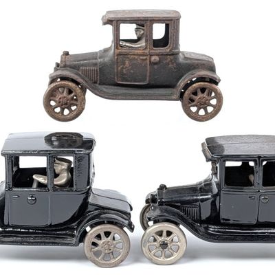 (3) Arcade Cast Iron Ford Coupe