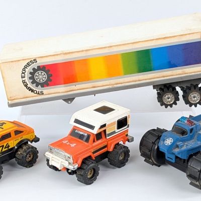Stomper Swamp Patrol, Eagle, Jeep with Camper, and Semi Trailer
