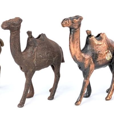 Cast Iron Reindeer, Camels, and Rooster Banks