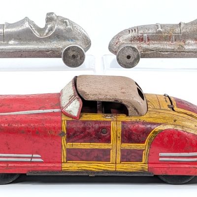 Wyandotte Toys Woody Station Wagon Convertible and (2) Racers