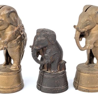 (3) Cast Iron Circus Elephant Still Banks