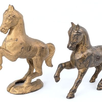 (2) Cast Iron Horse Still Banks