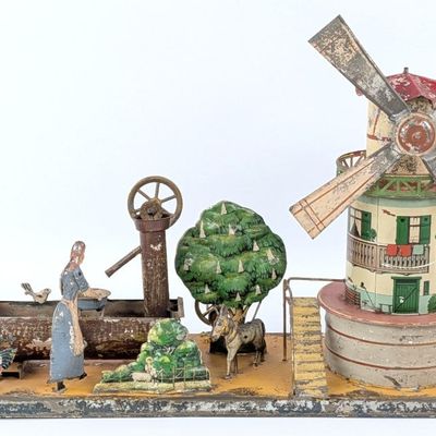 German Windmill Scene Steam Toy Accessory
