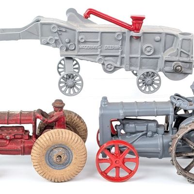 Arcade Cast Iron Fordson Tractors and McCormick-Deering Threshing Machine