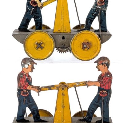 (2) Girard Toys Tin Windup Handcars