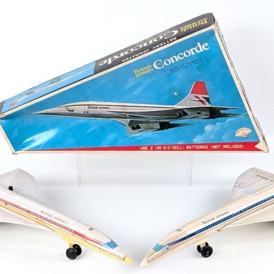 (2) Japan Tin Battery Op British Airway Concorde Airplanes