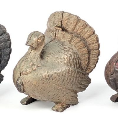 (3) Cast Iron Turkey Still Banks