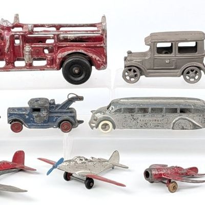 Tootsietoy Andy Gump, Barclay Slush Metal, and Cast Iron Toys