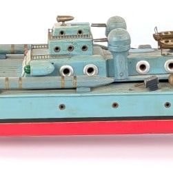 Vintage Japan Battery Op. Wooden Torpedo Boat