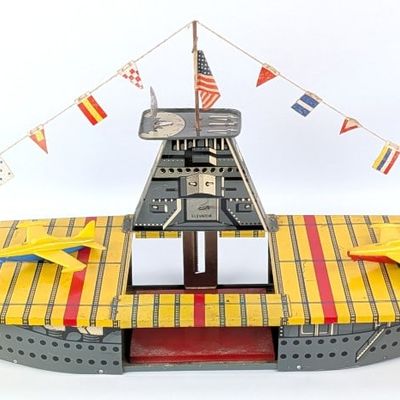 Large Argo Tin Aircraft Carrier with Jet Action Planes