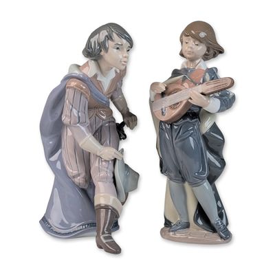 Sale Photo Thumbnail #215: Two Lladro Porcelain Figurines, Muskateer Aramis 01006119 & Young Mandolin Player 01006278