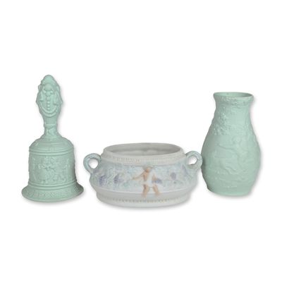 Sale Photo Thumbnail #195: 3pc Lladro Bas-Relief and Commemorative Porcelain Items