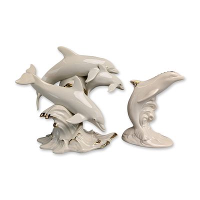 Sale Photo Thumbnail #132: 2pc Lenox Porcelain Dolphin Figurines