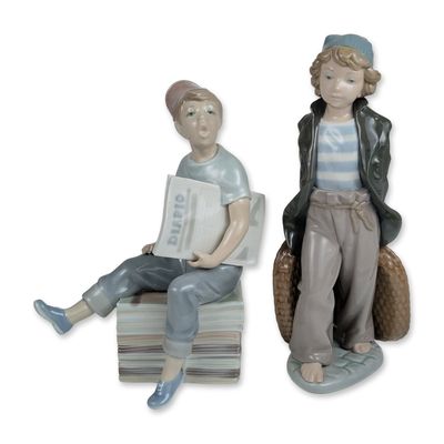 Sale Photo Thumbnail #249: 2pc Lladro and Nao Glazed Porcelain Street Character Figurines