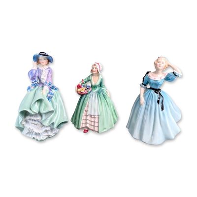 Sale Photo Thumbnail #111: 3pc Royal Doulton Bone China Figurines, Top o' the Hill, Janet & Celeste