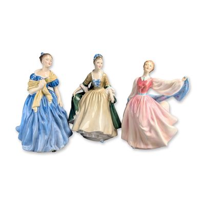Sale Photo Thumbnail #296: 3pc Royal Doulton Bone China Lady Figurines